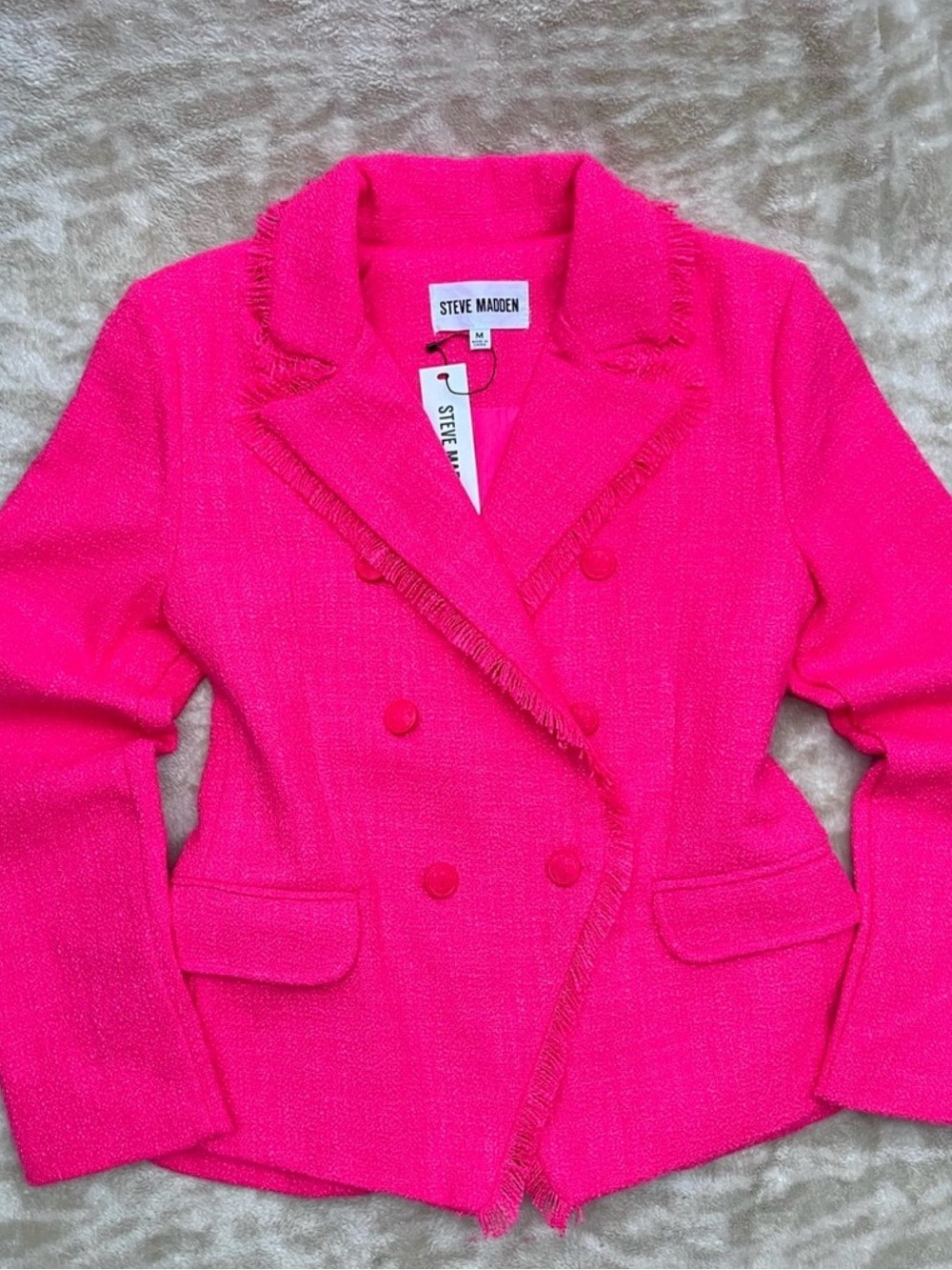 Steve Madden Naomi Double-Breasted Hot Pink Blazer | Size M | NWT